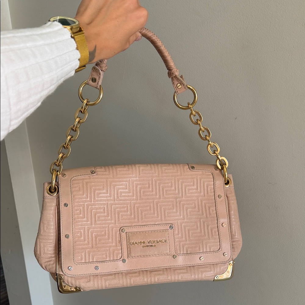 Versace Blush Shoulder Bag with Gold Accents